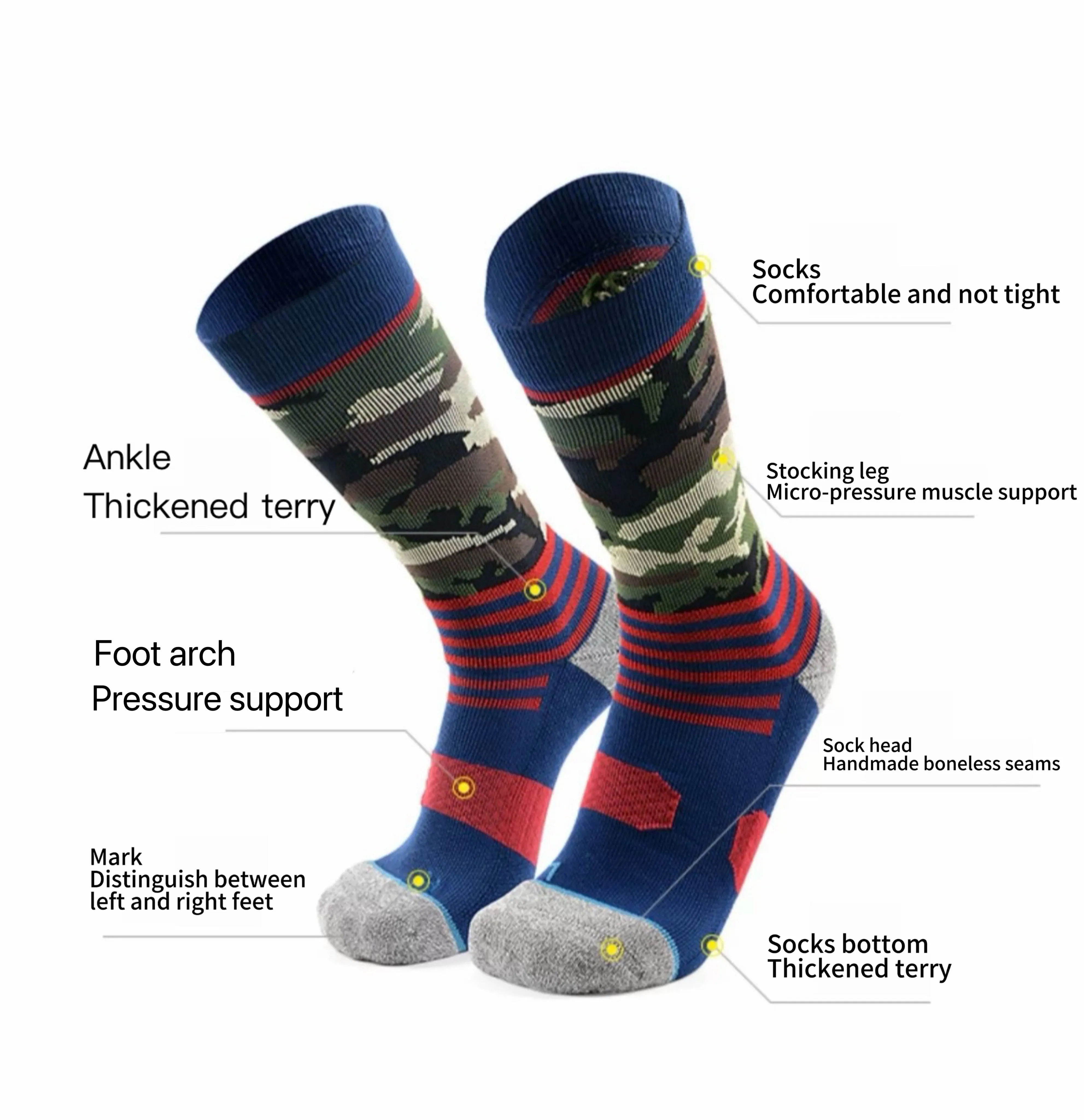 2-Pack Camouflage Sport Cotton Socks for Men