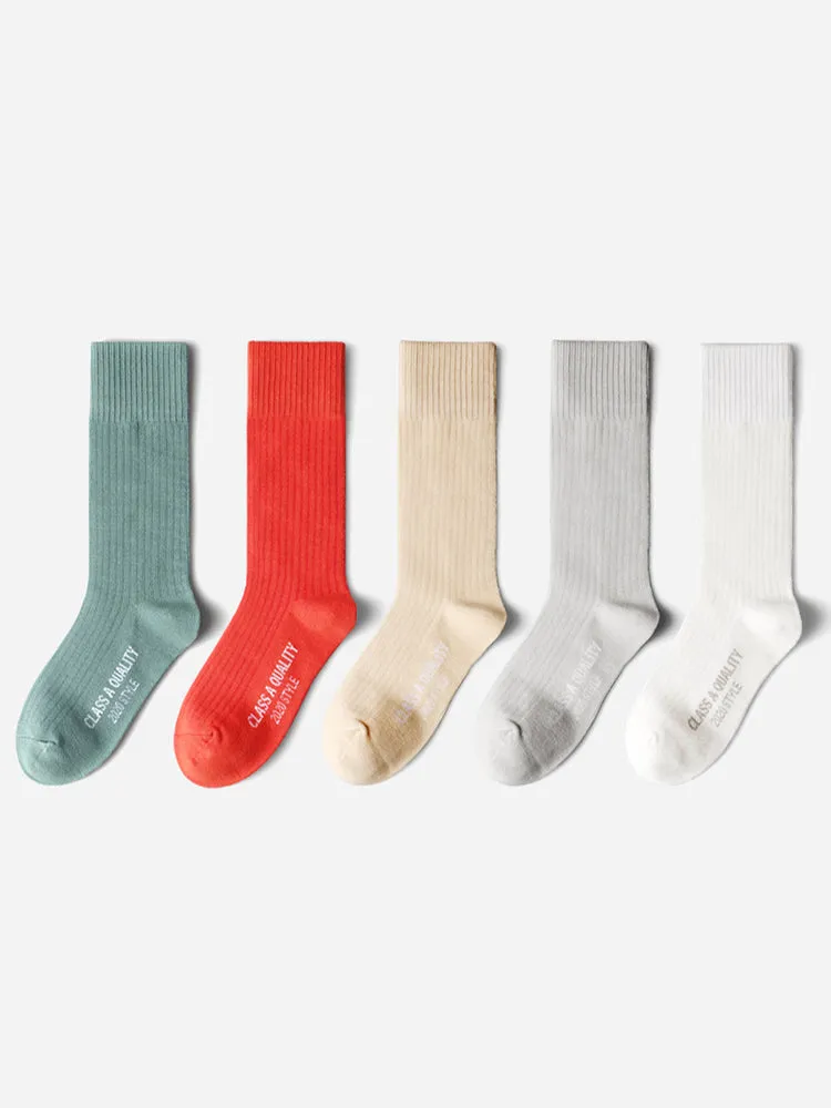 5 Pack Mens Solid Cotton Calf Sock