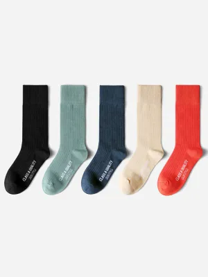 5 Pack Mens Solid Cotton Calf Sock