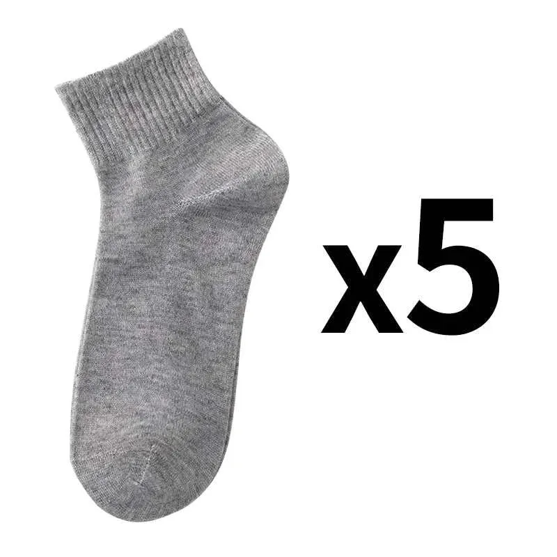 5 Pairs/Lot Men's Solid Color Socks Black White Business Casual Simple Versatile Breathable Cotton Sports Mesh Short Socks