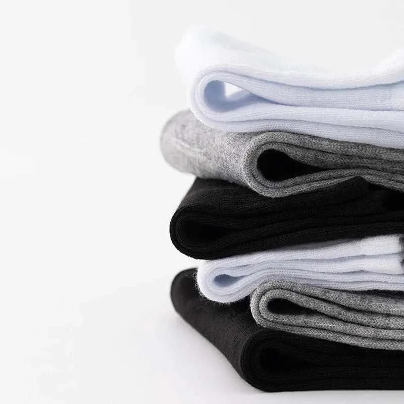 5 Pairs/Lot Men's Solid Color Socks Black White Business Casual Simple Versatile Breathable Cotton Sports Mesh Short Socks