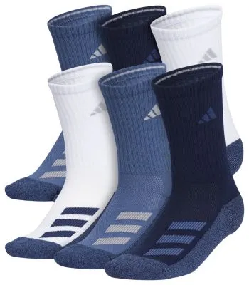 adidas Youth Cushioned Angle Stripe 6-Pack Crew Socks