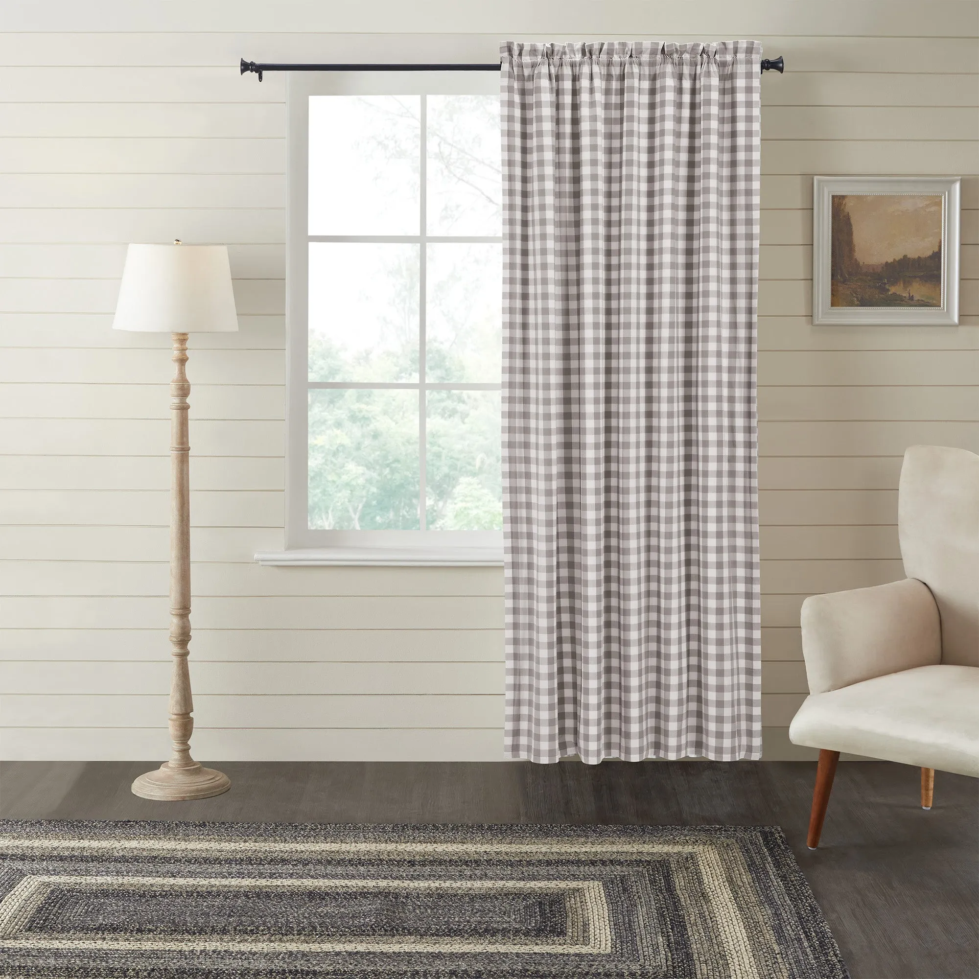 Annie Buffalo Grey Check Blackout Panel 84x50