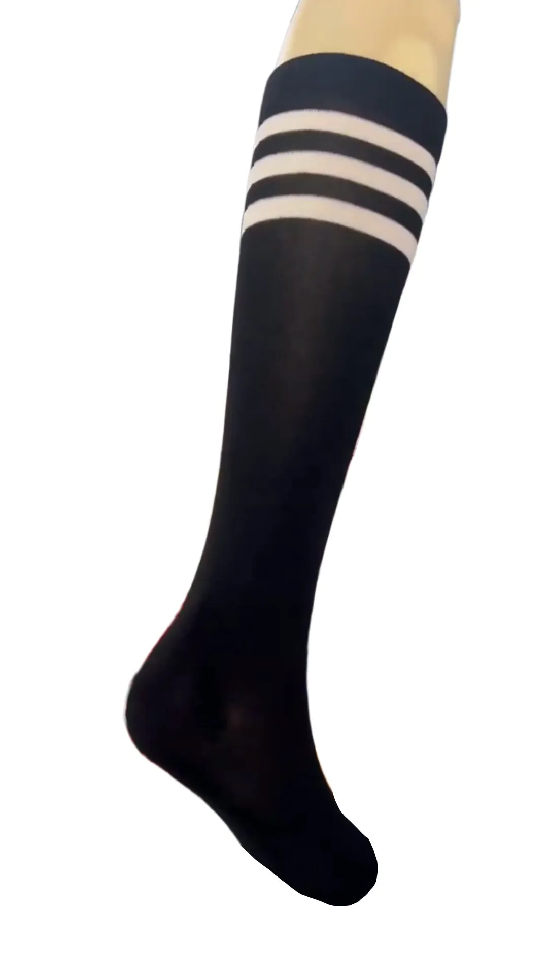 Black Striped Thigh High Compression Socks (Unique Sizing)