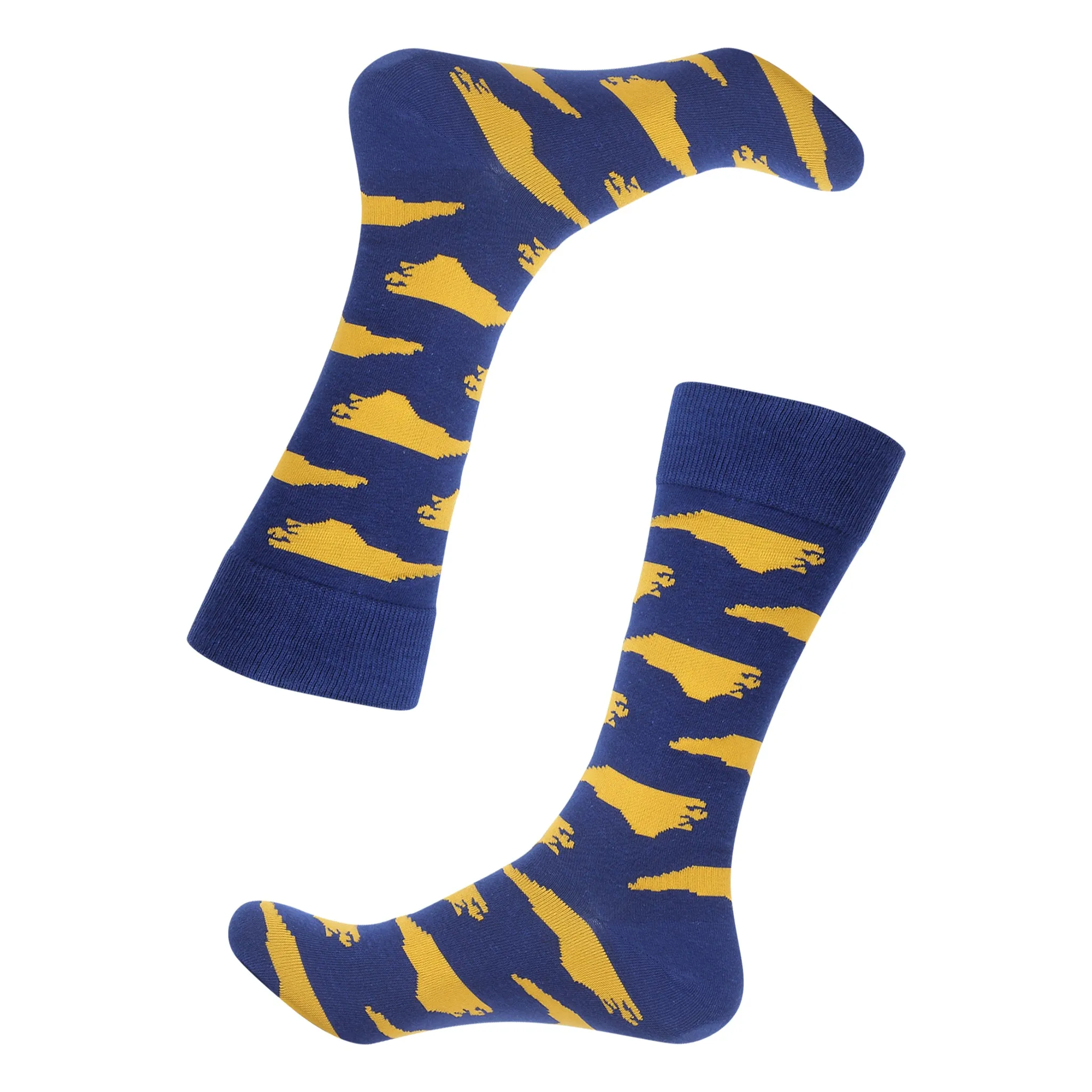 Blue/Gold North Carolina Shape Socks
