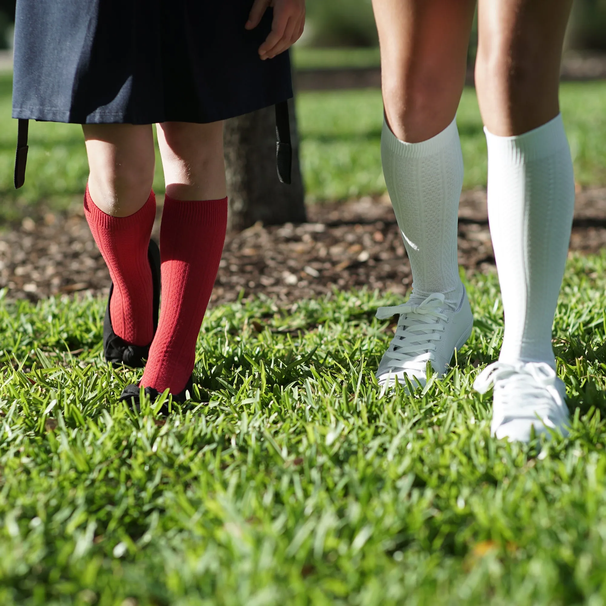 Cable Nylon Knee High Socks - Style: 210