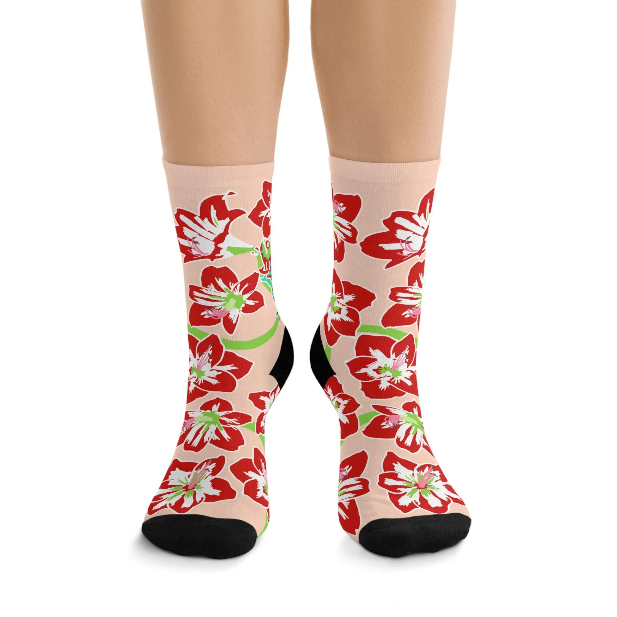 Chameleon Red Amaryllis Socks