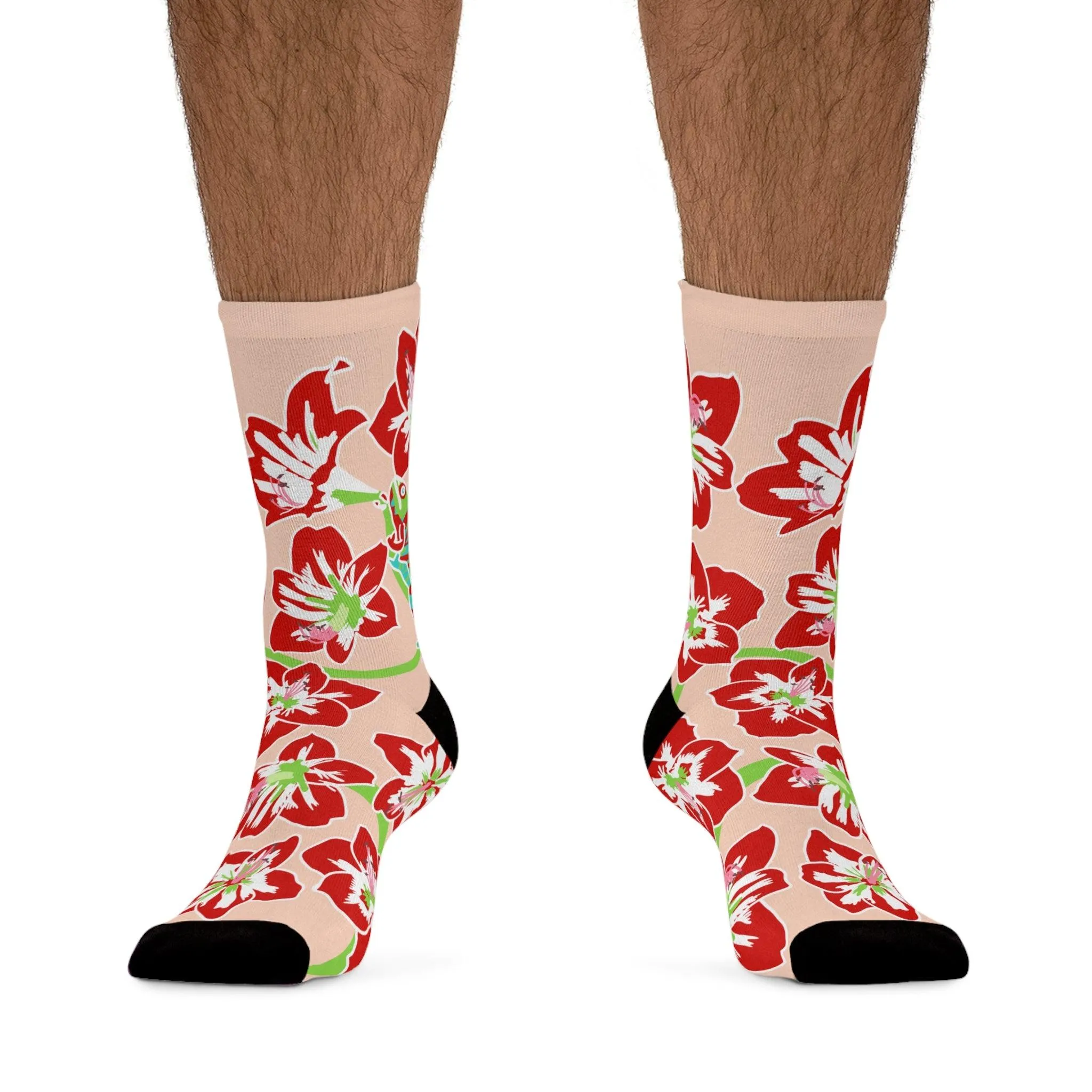 Chameleon Red Amaryllis Socks