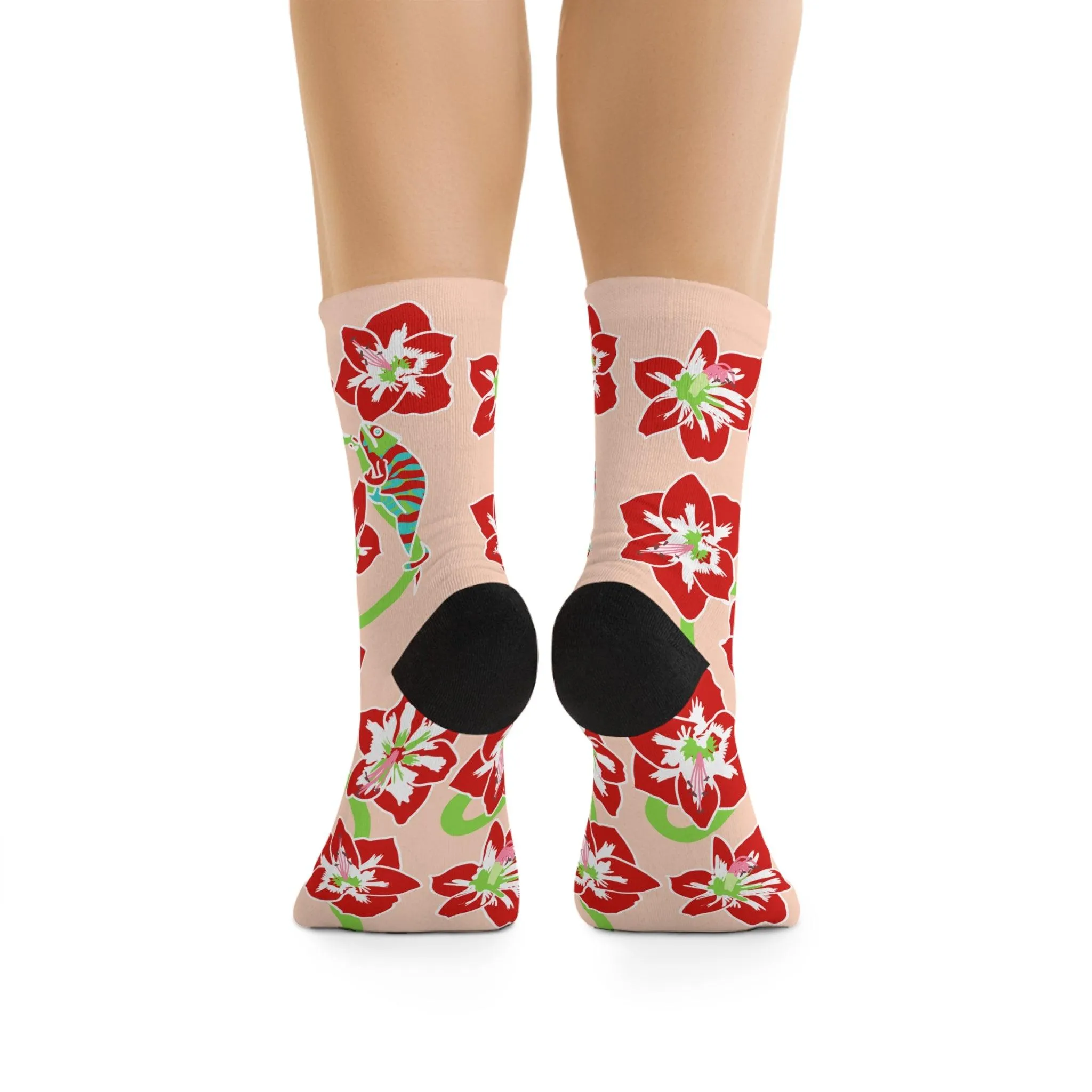 Chameleon Red Amaryllis Socks