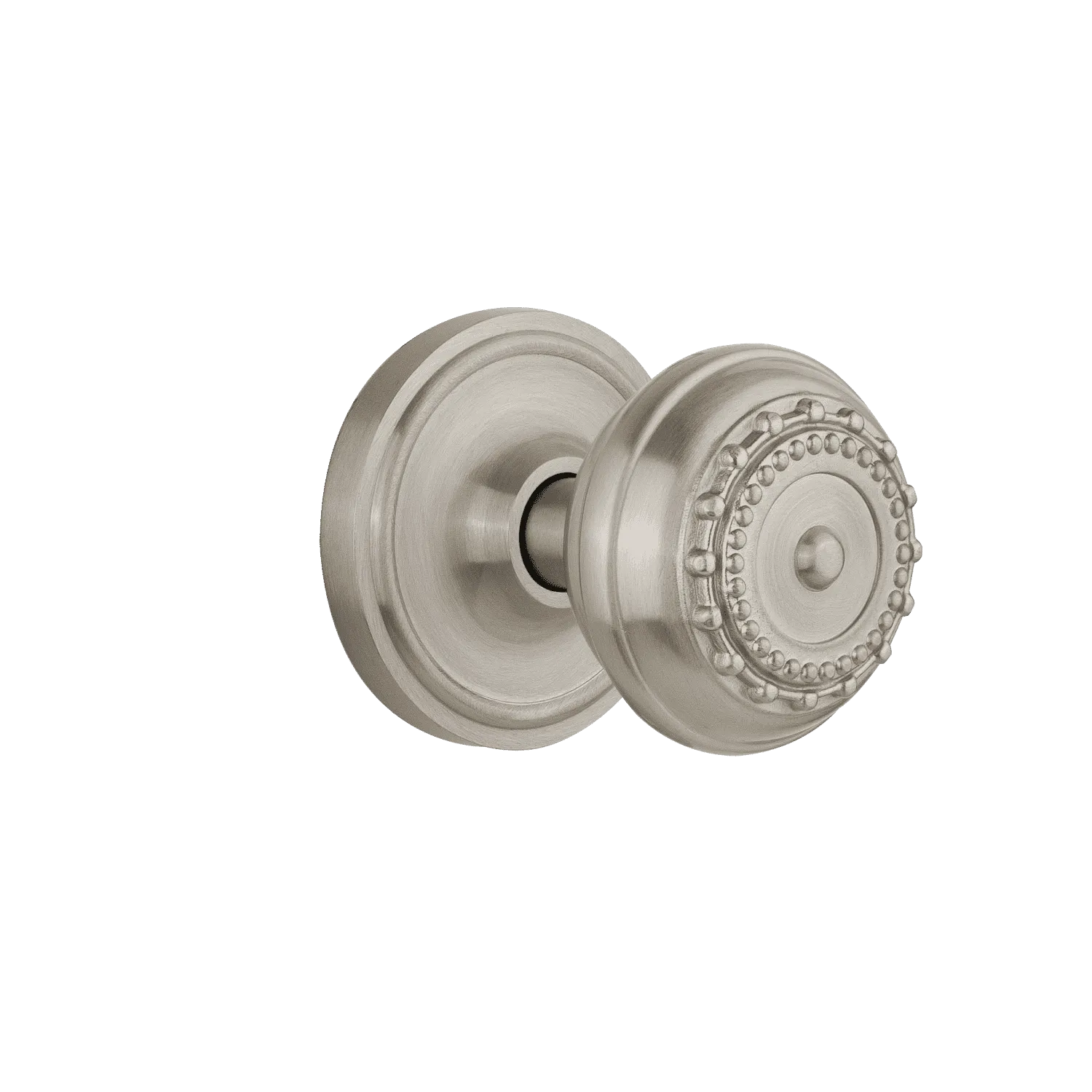 Classic Rosette with Meadows Knob in Satin Nickel