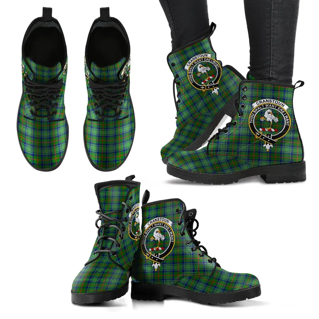 Cranston Modern Tartan Clan Badge Leather Boots