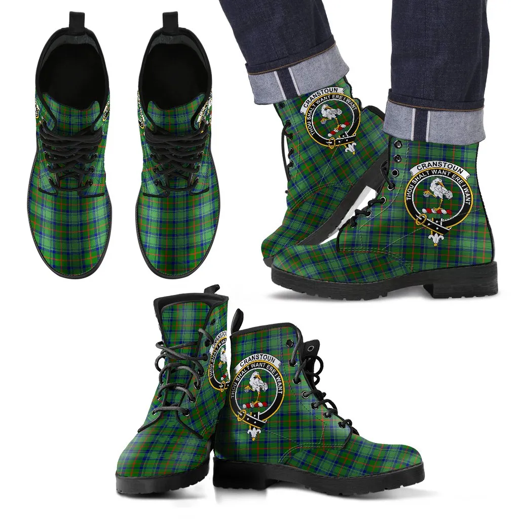 Cranston Modern Tartan Clan Badge Leather Boots