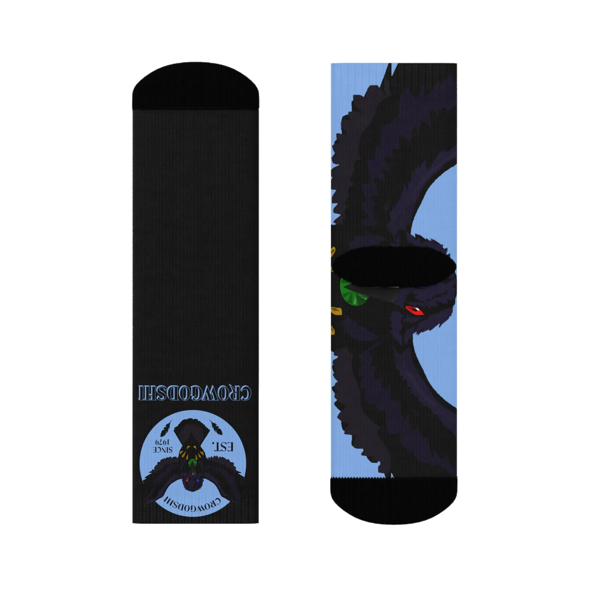 Crowgodshi First Generation Limited Edition Black Socks, CAROLINA BLUE LOGO