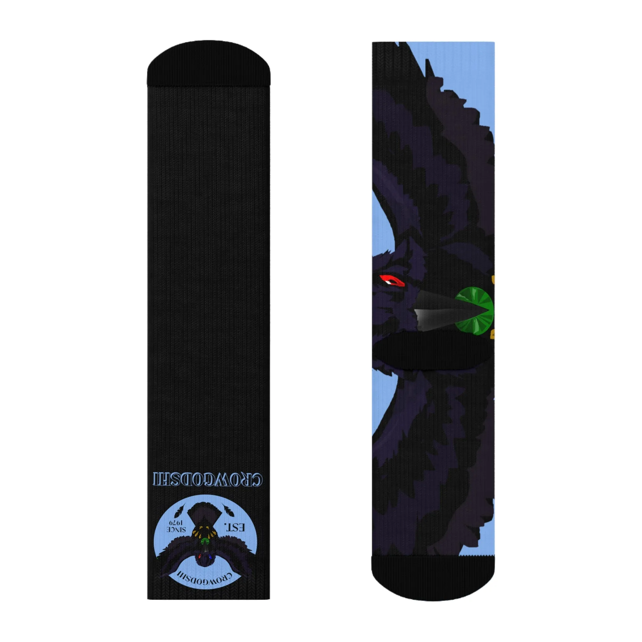 Crowgodshi First Generation Limited Edition Black Socks, CAROLINA BLUE LOGO