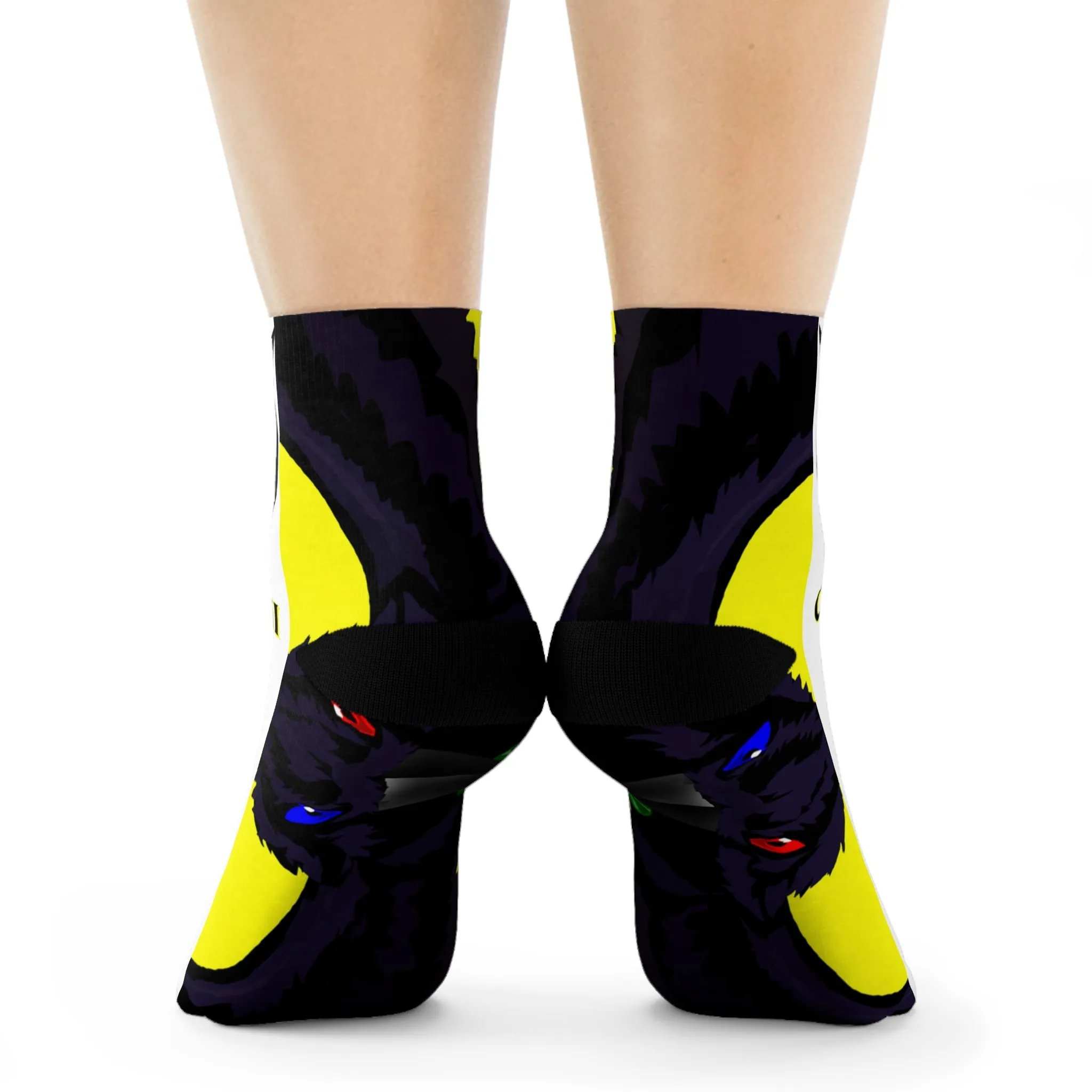 Crowgodshi First Generation Limited Edition White Socks, YELLOW LOGO