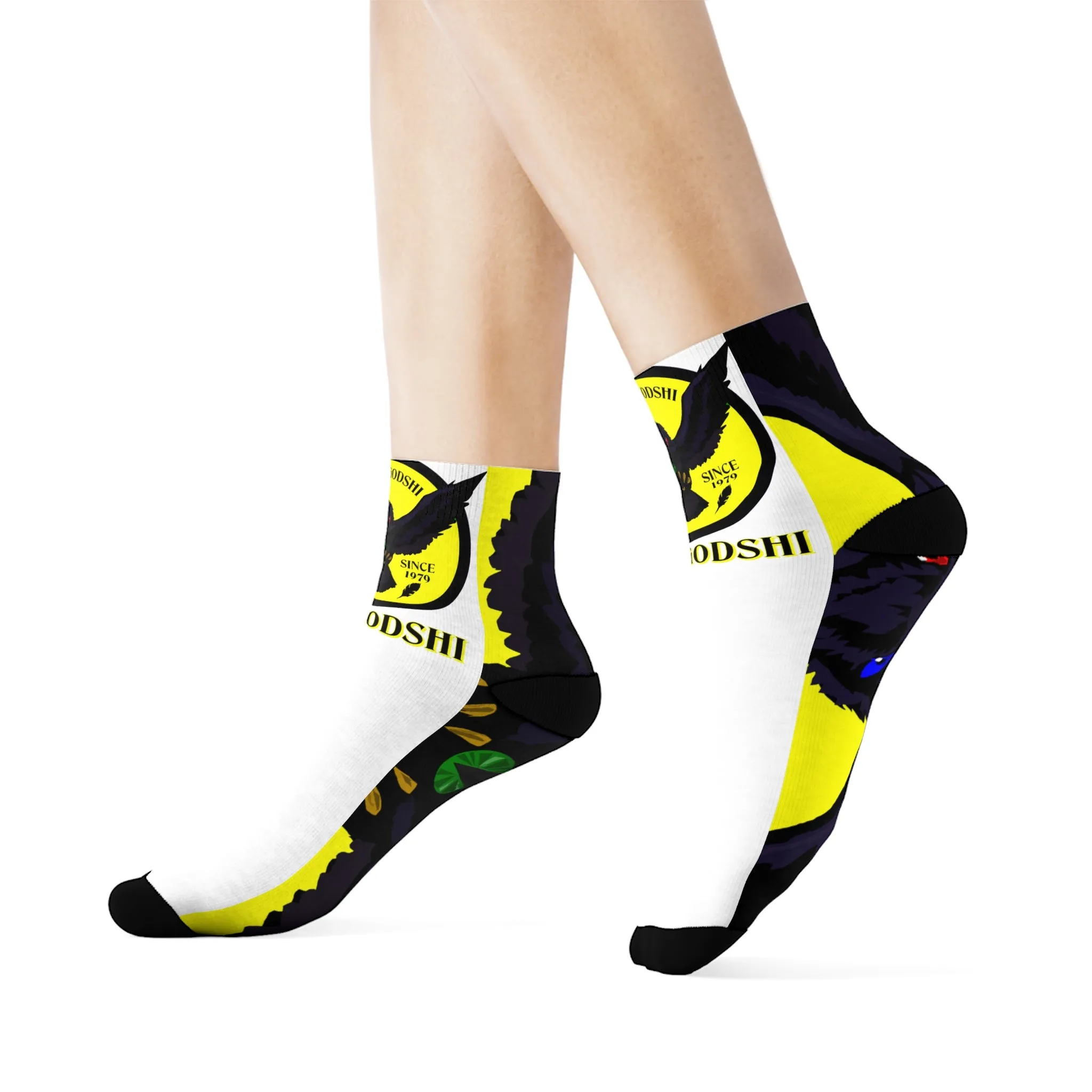 Crowgodshi First Generation Limited Edition White Socks, YELLOW LOGO