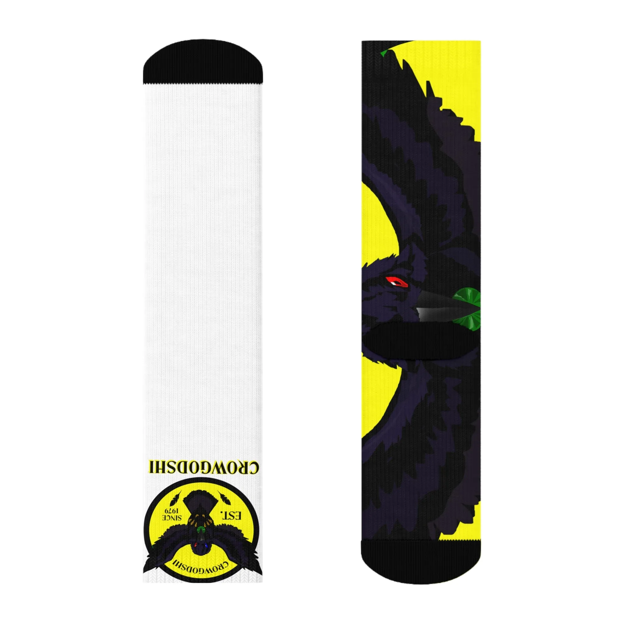 Crowgodshi First Generation Limited Edition White Socks, YELLOW LOGO