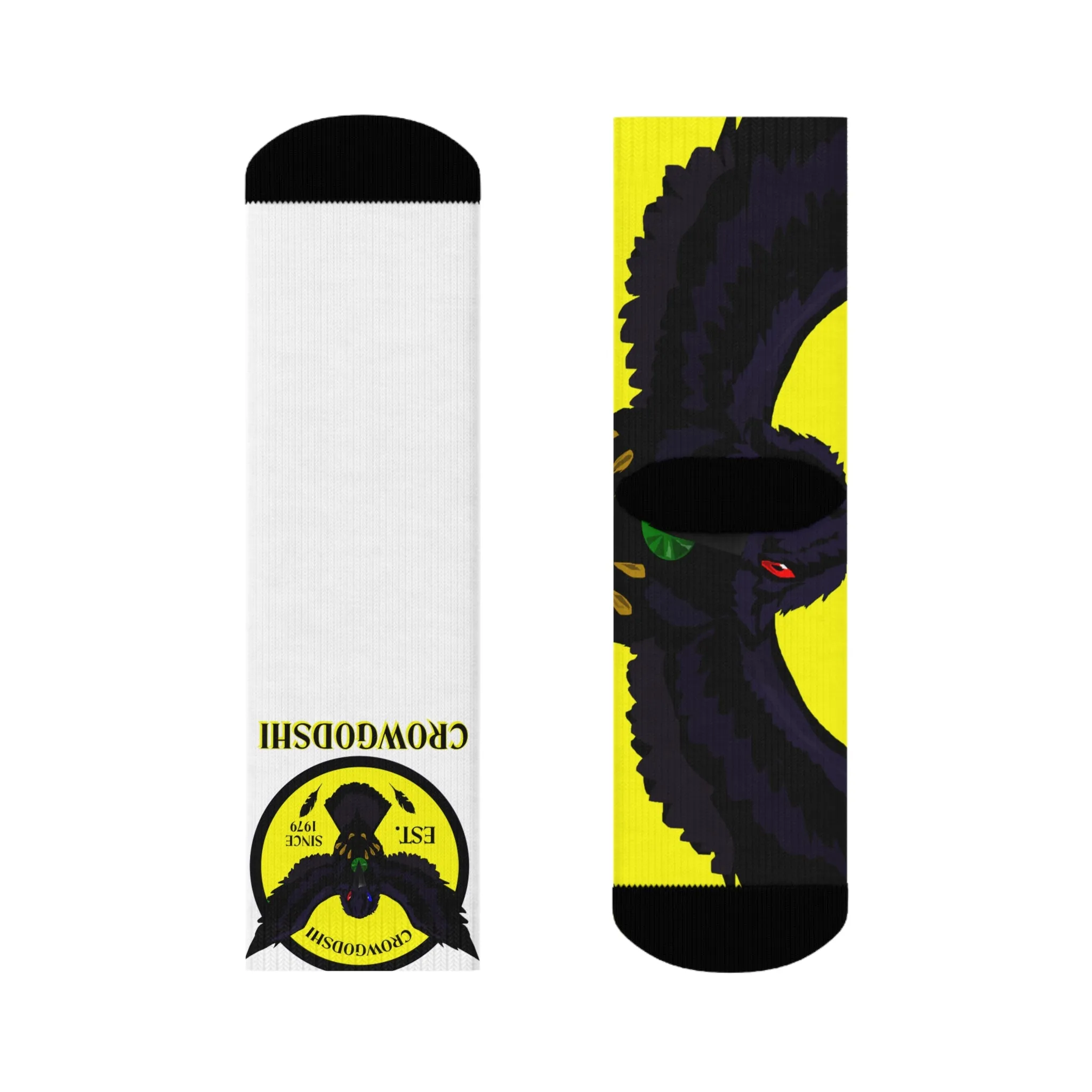 Crowgodshi First Generation Limited Edition White Socks, YELLOW LOGO