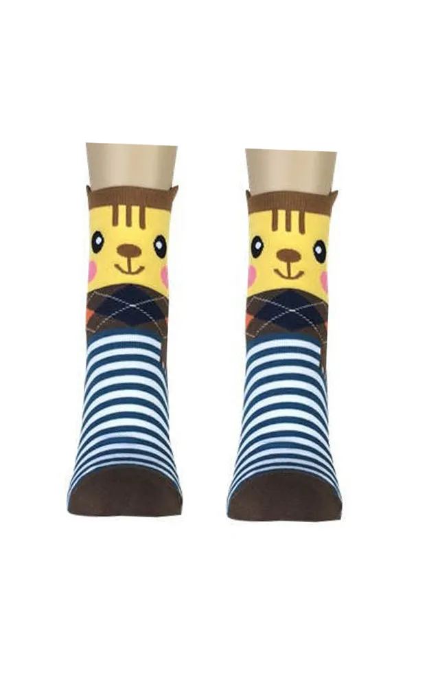 DB76106 Cute Animal Stripe Cartoon Cotton Casual Socks  (12prs Pack)