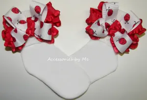 Lady Bug Ruffle Bow Socks