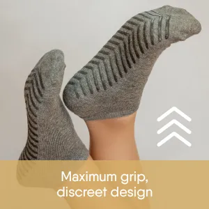 Men's Dark Grey Low Cut Ankle Non Skid Socks - 3 pairs