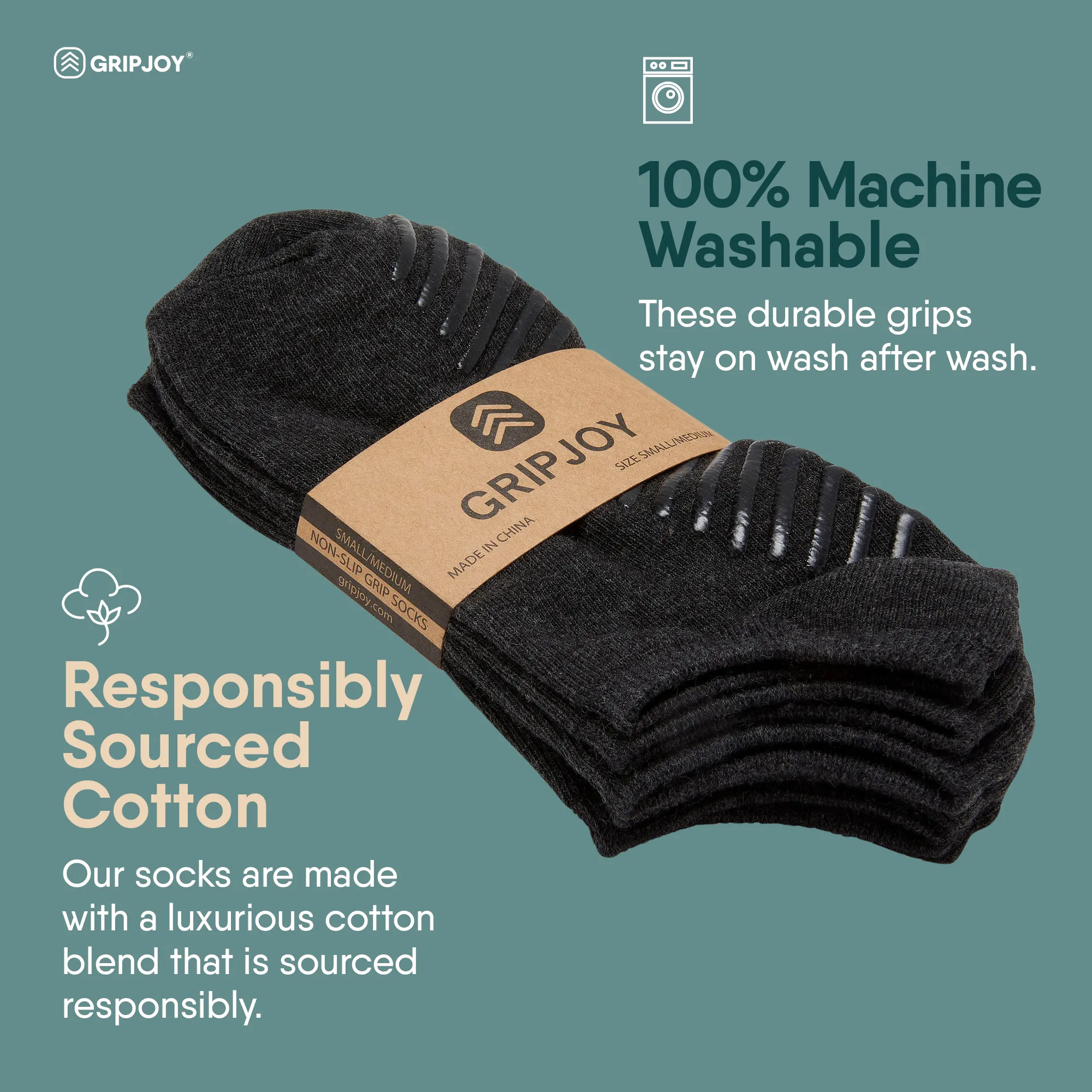 Men's Dark Grey Low Cut Ankle Non Skid Socks - 3 pairs
