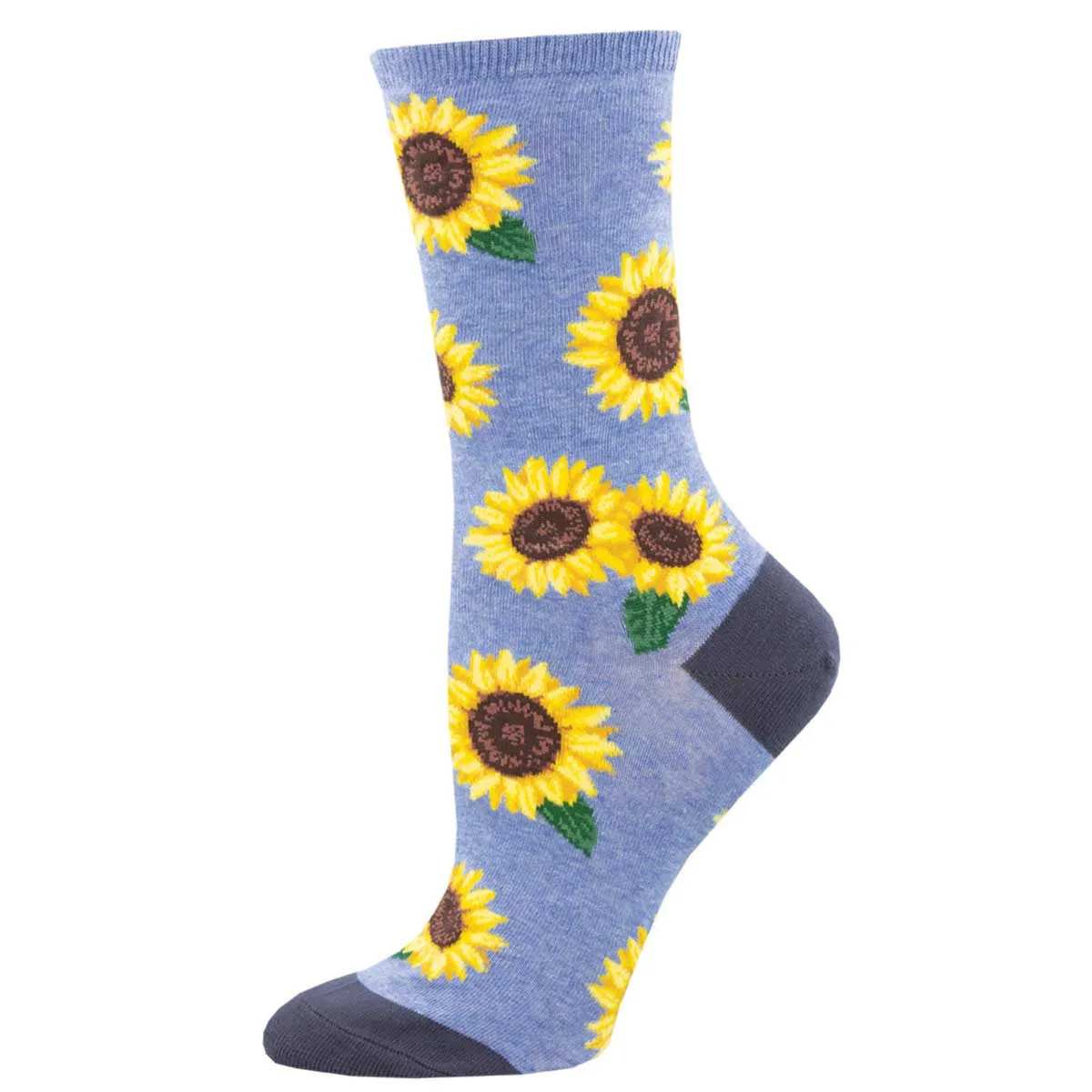More Blooming Socks! Sunflowers (Blue Heather) Women’s Crew Socks