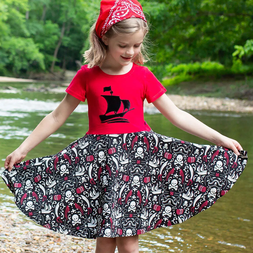 Pirates Short Sleeve Super Twirler Play Dress with Pockets