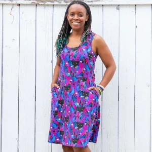 "Midnight Prowl" Adult Panthers Sleeveless Dress with Pockets