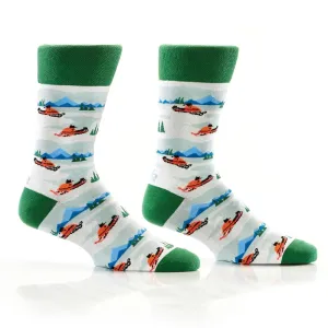 "Snow Trails" Cotton Dress Crew Socks by YO Sox - Large