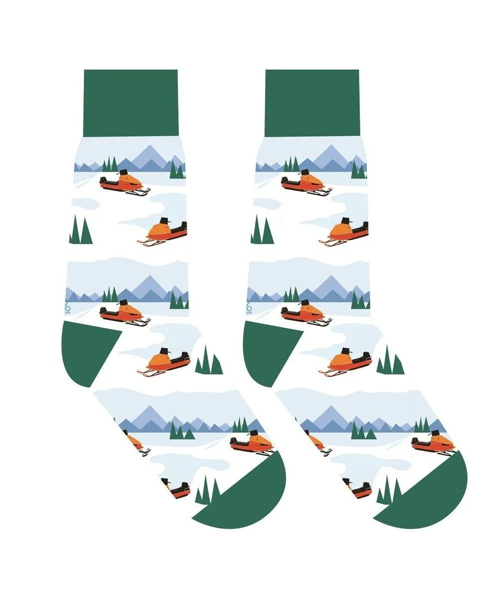 "Snow Trails" Cotton Dress Crew Socks by YO Sox - Large