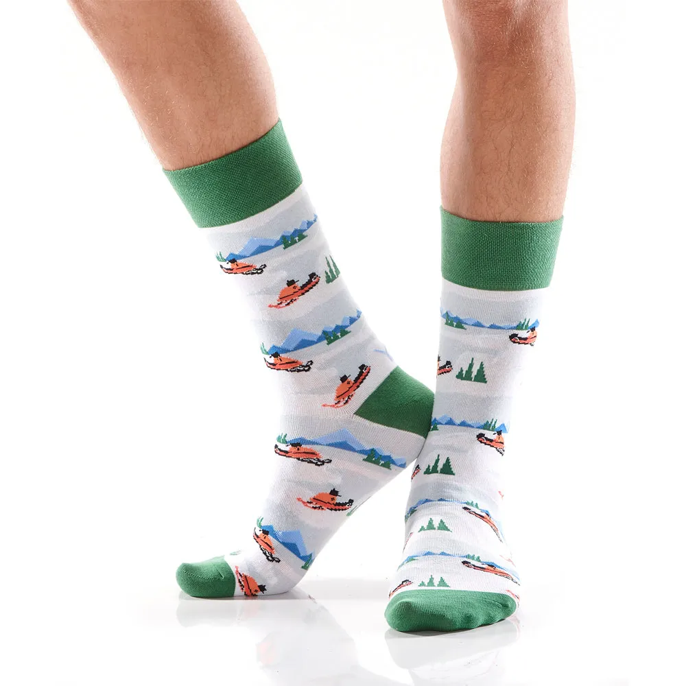 "Snow Trails" Cotton Dress Crew Socks by YO Sox - Large