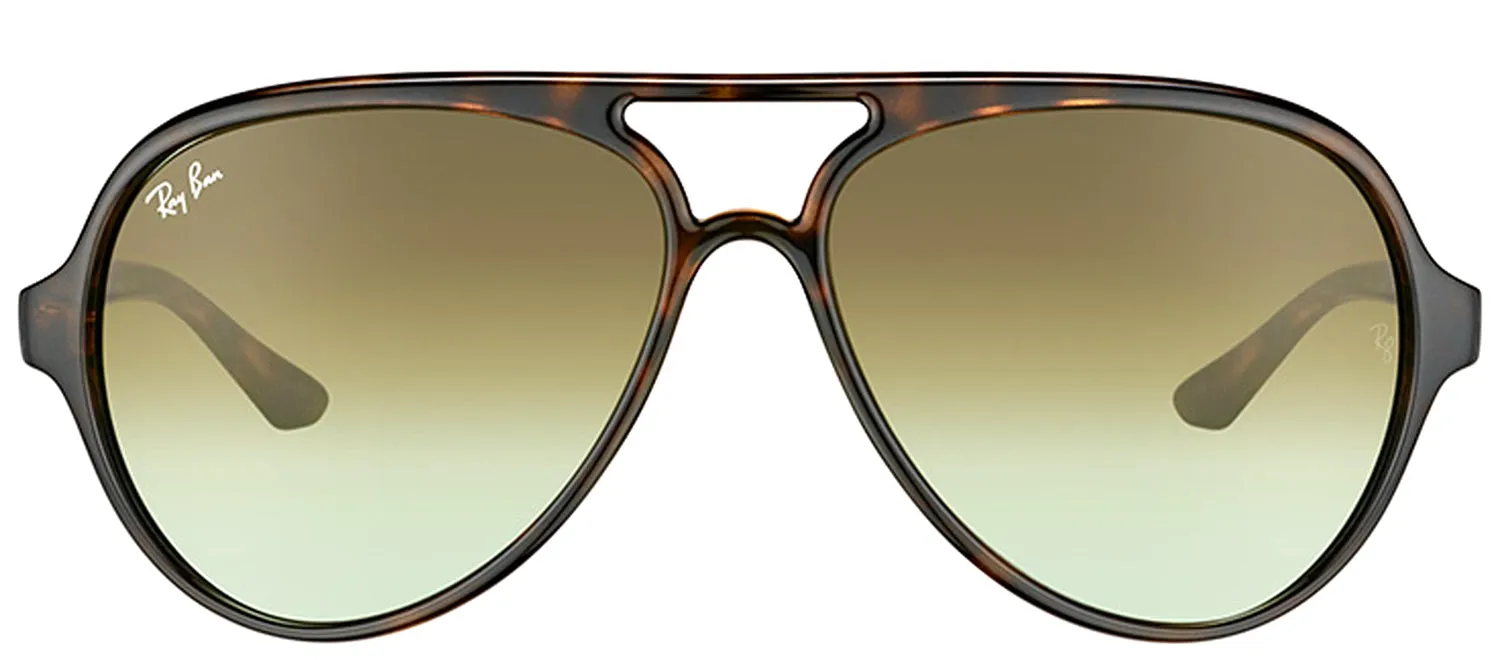 Ray-Ban Cats 5000 RB 4125 710/A6 Aviator Plastic Tortoise/ Havana Sunglasses with Green Gradient Lens