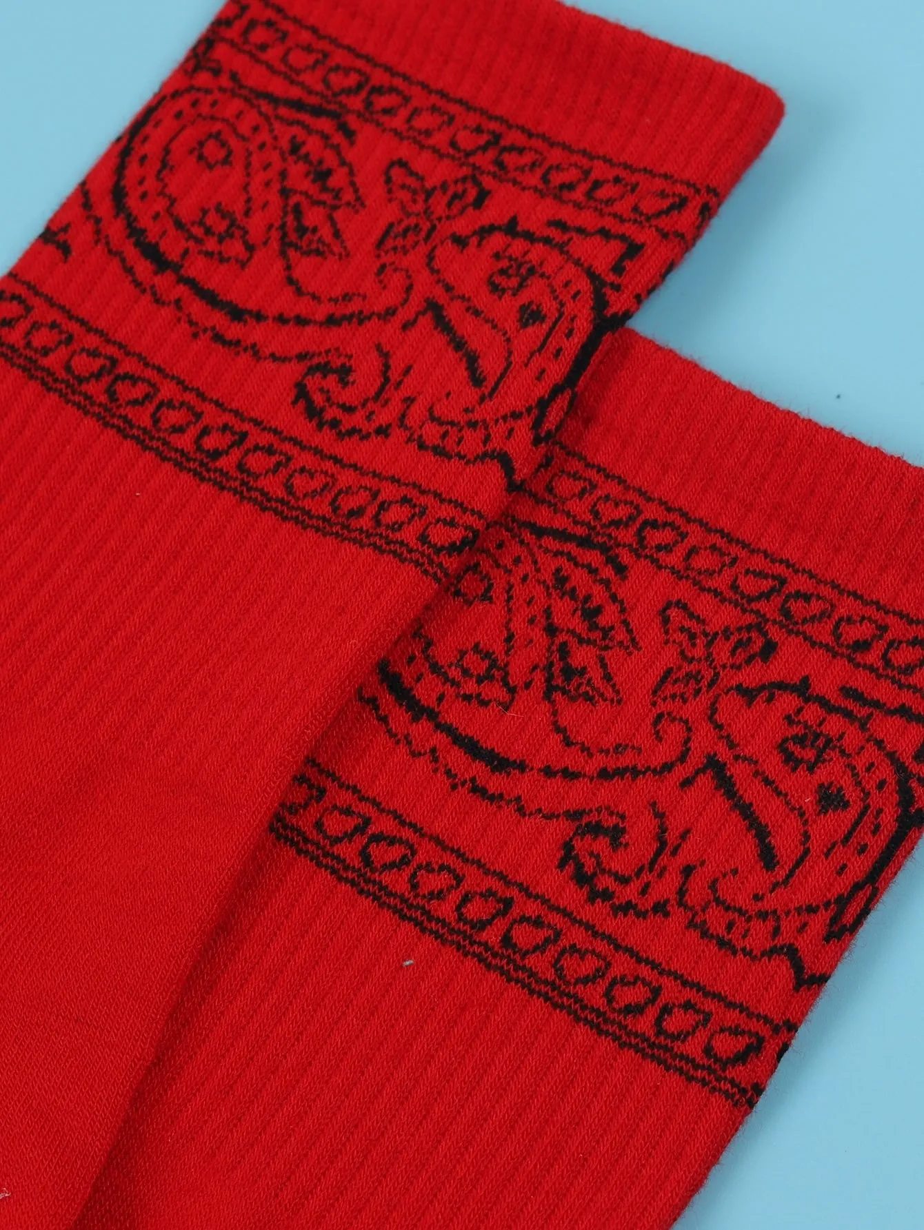 Red Paisley Crew Socks Silly Socks for Men Funky Socks Funny Socks Novelty Socks