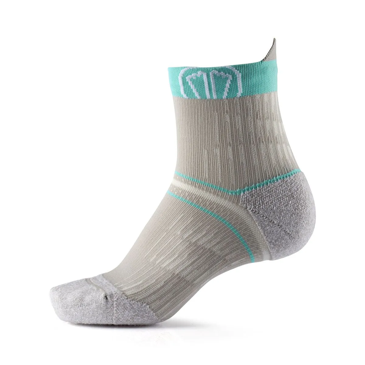 RUN ANATOMIC COMFORT WOMEN RUNNING SOCKS LIGHT GREY - TURQUOISE