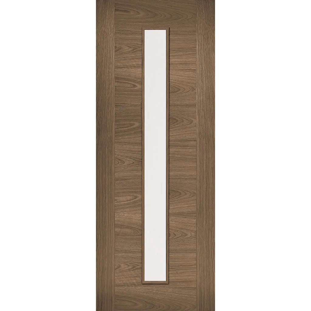 Sofia Walnut Veneer Internal Door Pair - Clear Glass - Prefinished