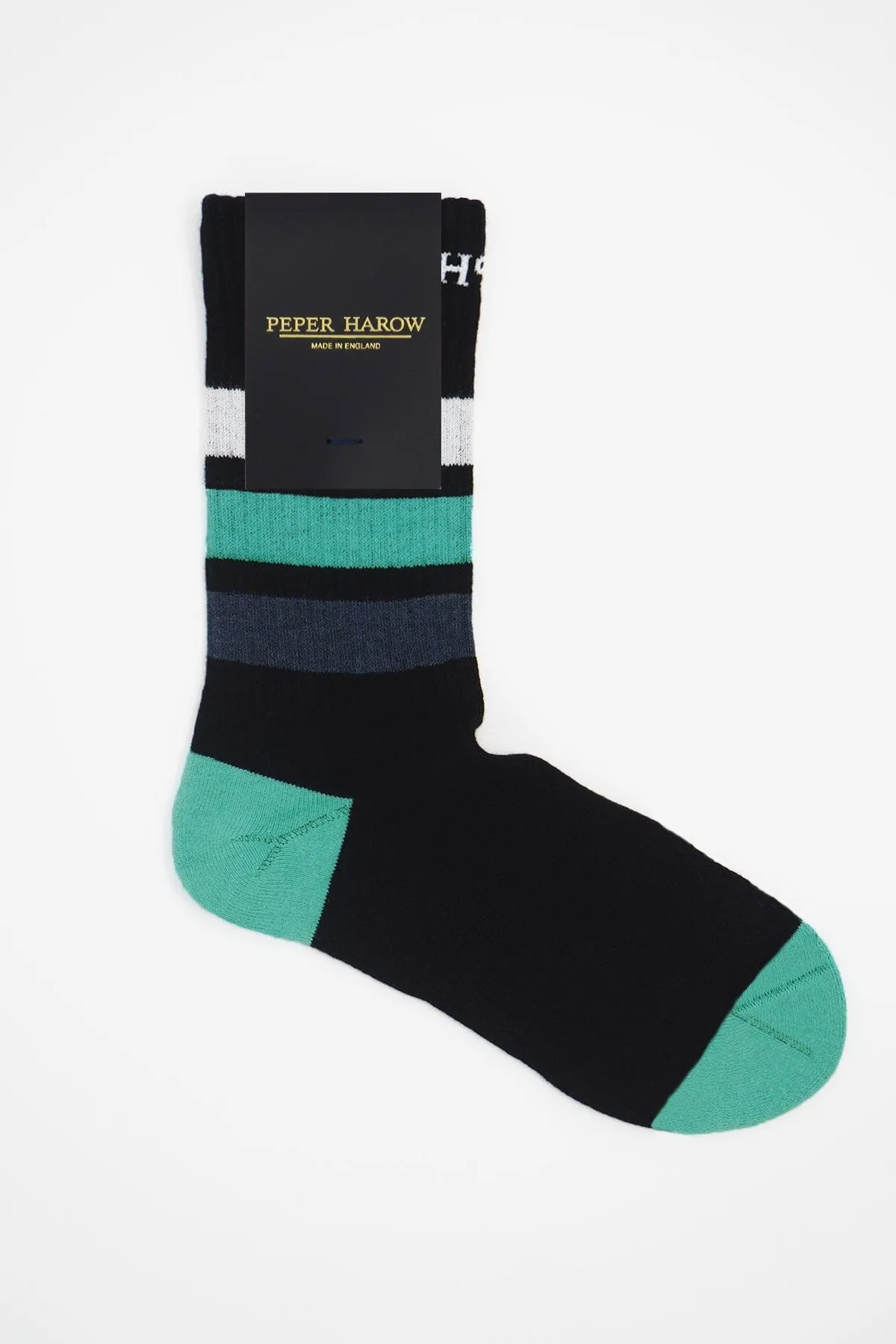 Striped Organic Men's Sport Socks Bundle - Black & Navy
