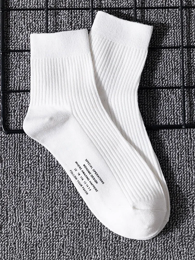Three Pairs Alphabet Socks Fluorescent Cotton Striped Sports Recreational Men'S Socks