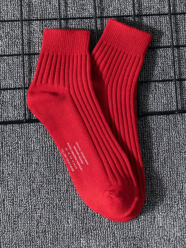 Three Pairs Alphabet Socks Fluorescent Cotton Striped Sports Recreational Men'S Socks