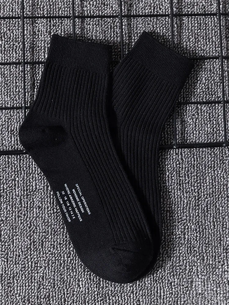 Three Pairs Alphabet Socks Fluorescent Cotton Striped Sports Recreational Men'S Socks