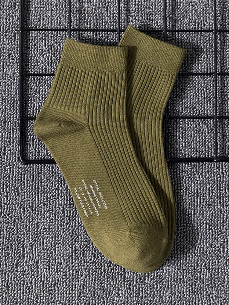 Three Pairs Alphabet Socks Fluorescent Cotton Striped Sports Recreational Men'S Socks