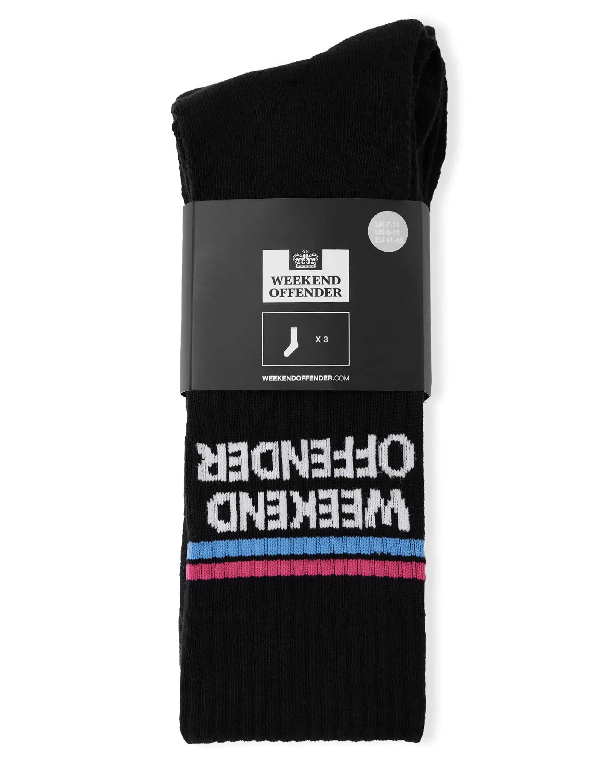 Twin Stripe Sports Socks Black (3 PAIR PACK)