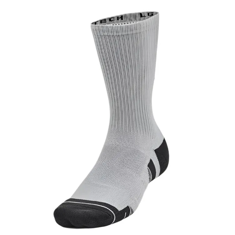 Under Armour Unisex Socks 3-Pack Crew Performance Tech Mod Gray/White