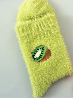 Unisex Winter Fluffy Thick Fruit Design Print House Happy Socks