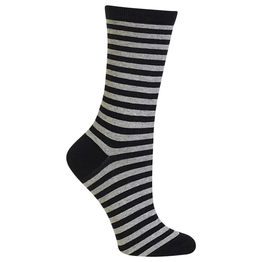Women's Thin Stripe Crew Sock -Grey R