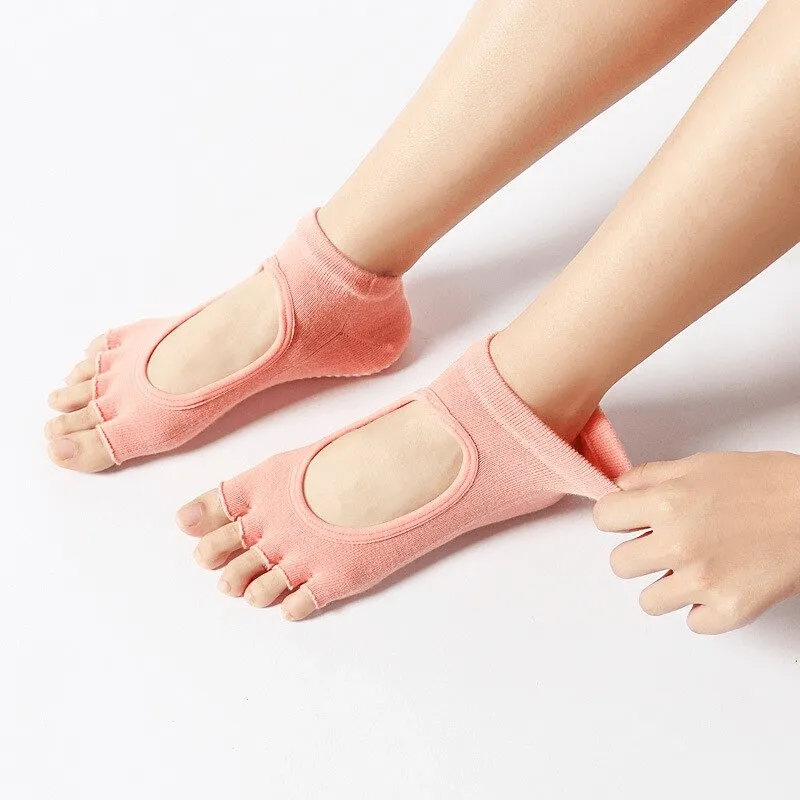 Yoga Women's Open Fingers Anti-Slip Cotton Socks - SF0329